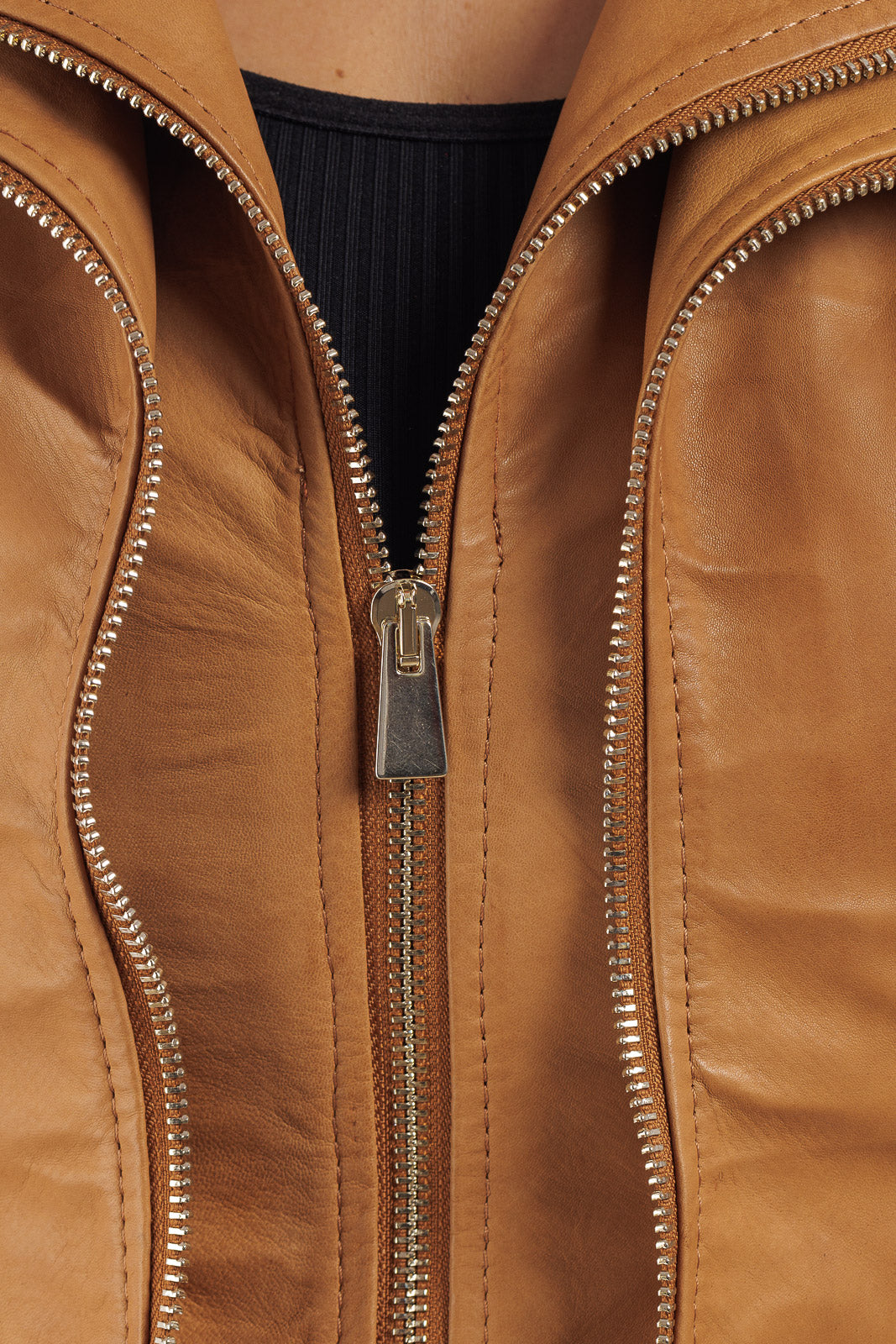 Giacca in pelle donna con zip DR staccabile cuoio