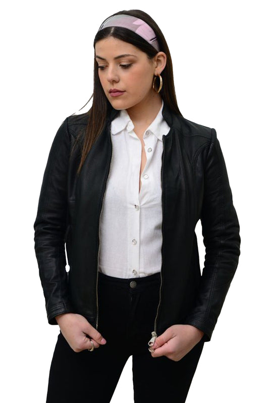 Giacca in pelle donna con zip TIS