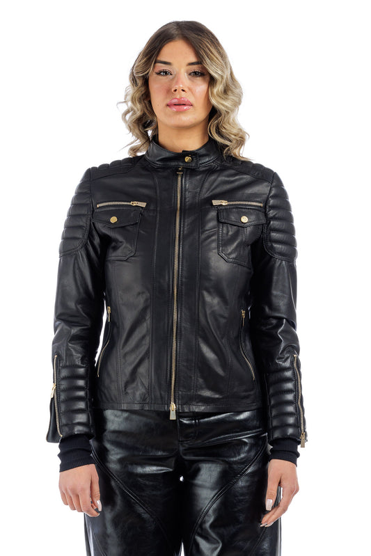 Giacca in pelle donna con zip why