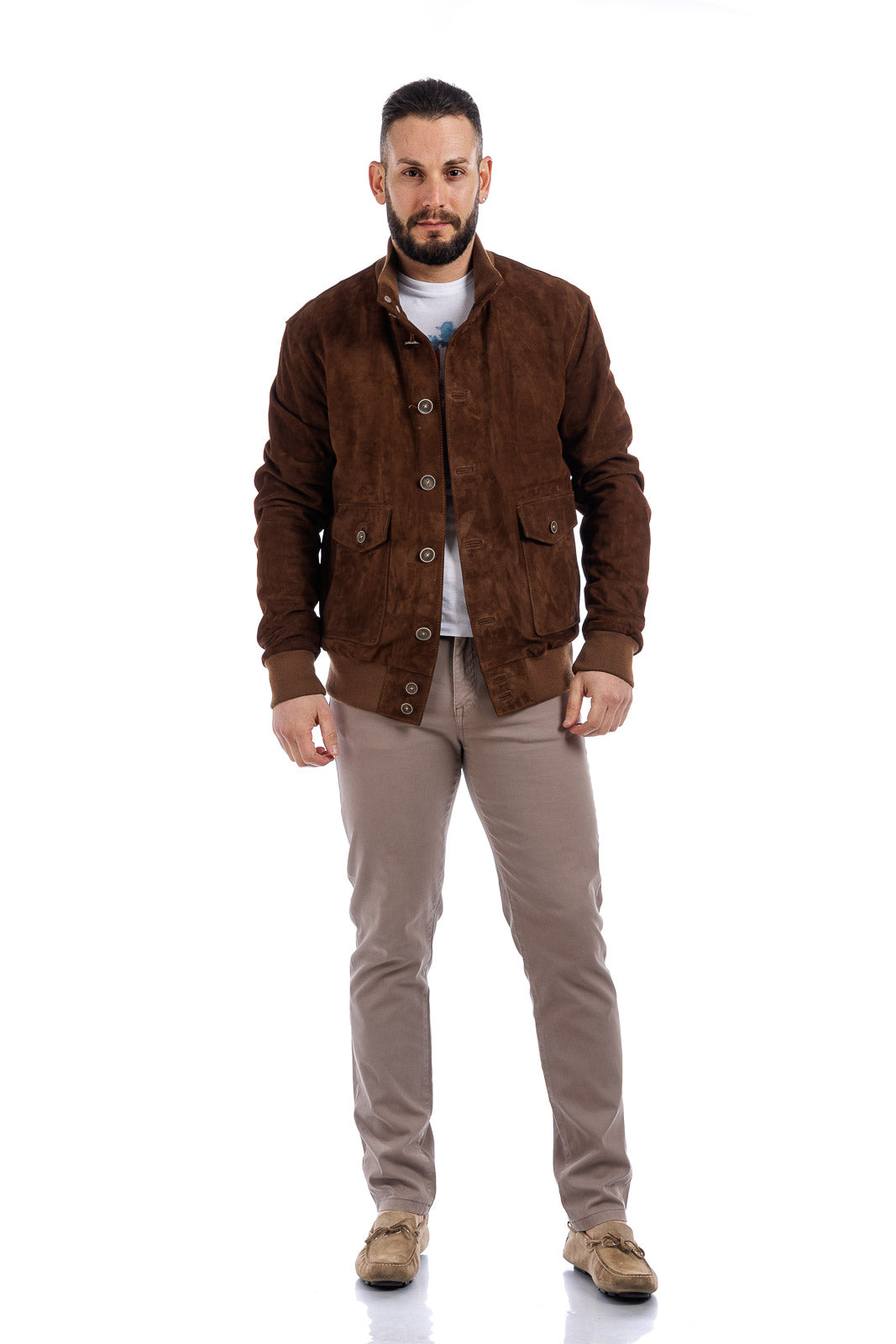 Giacca in pelle uomo con zip BOTT tabacco