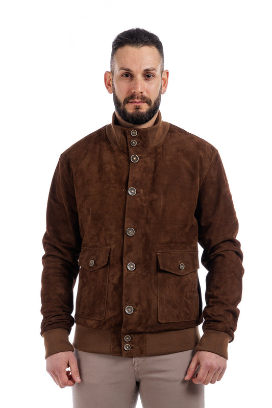 Giacca in pelle uomo con zip BOTT tabacco