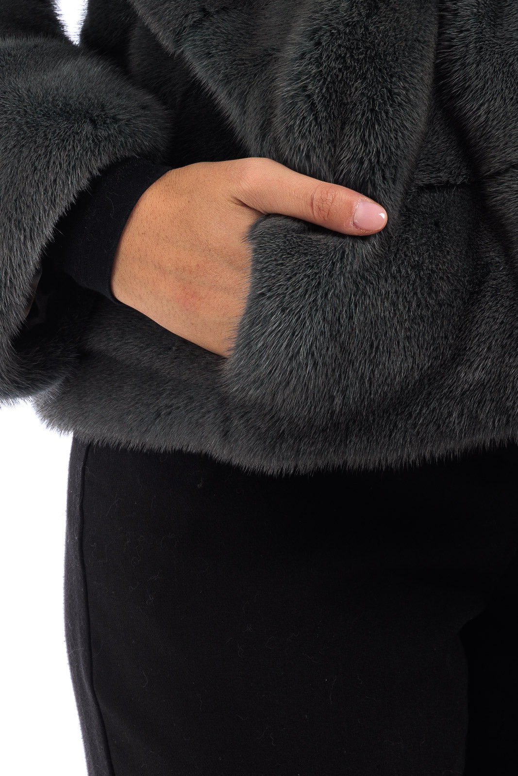 Giacca in pelliccia di Visone con cappuccio Green