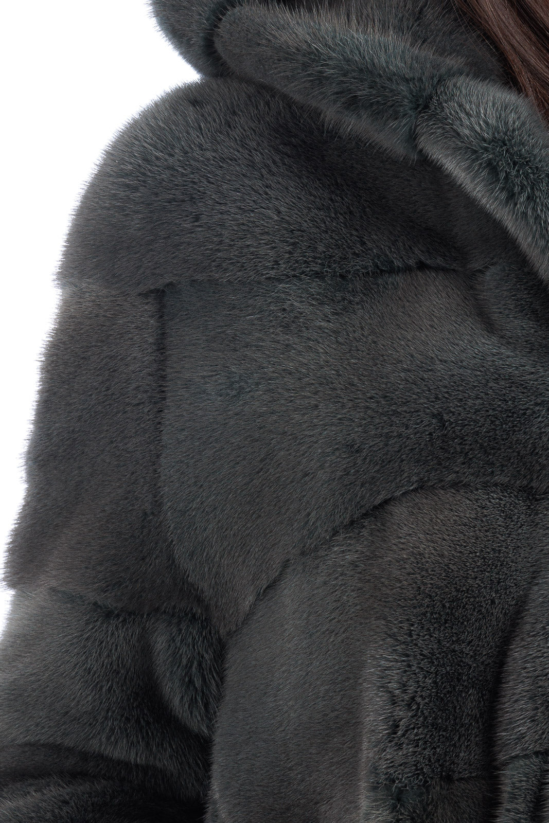 Giacca in pelliccia di Visone con cappuccio Green