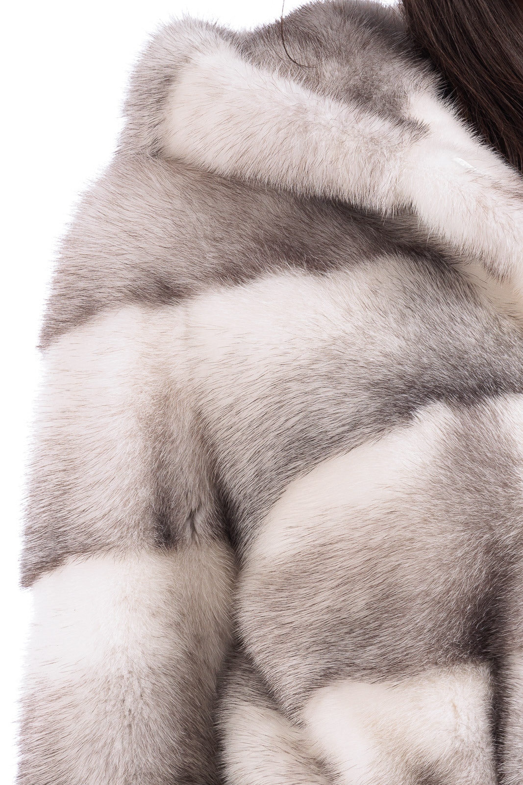 Giacca in pelliccia donna di Visone black cross con Cappuccio