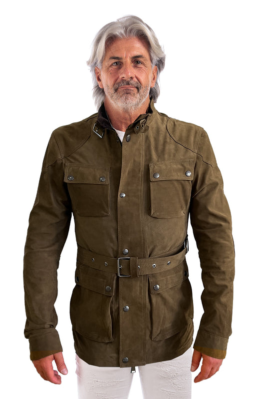 Giacca in vera pelle BELL + con zip in nabuk