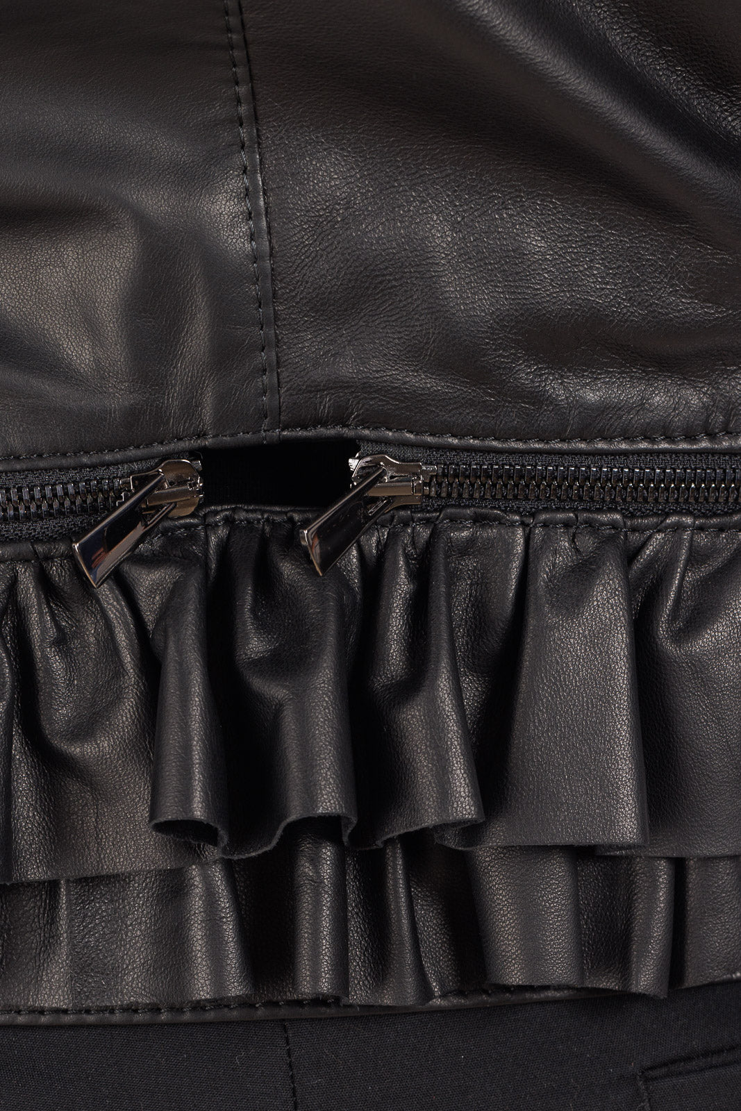 Giacca in vera pelle donna STAK con collo e polso in rex bianco