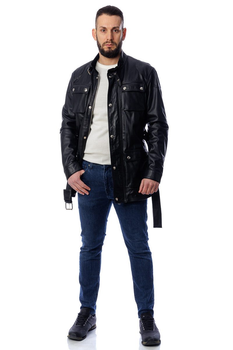 Giacca in vera pelle uomo BELL + con zip nero