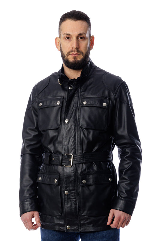 Giacca in vera pelle uomo BELL + con zip nero