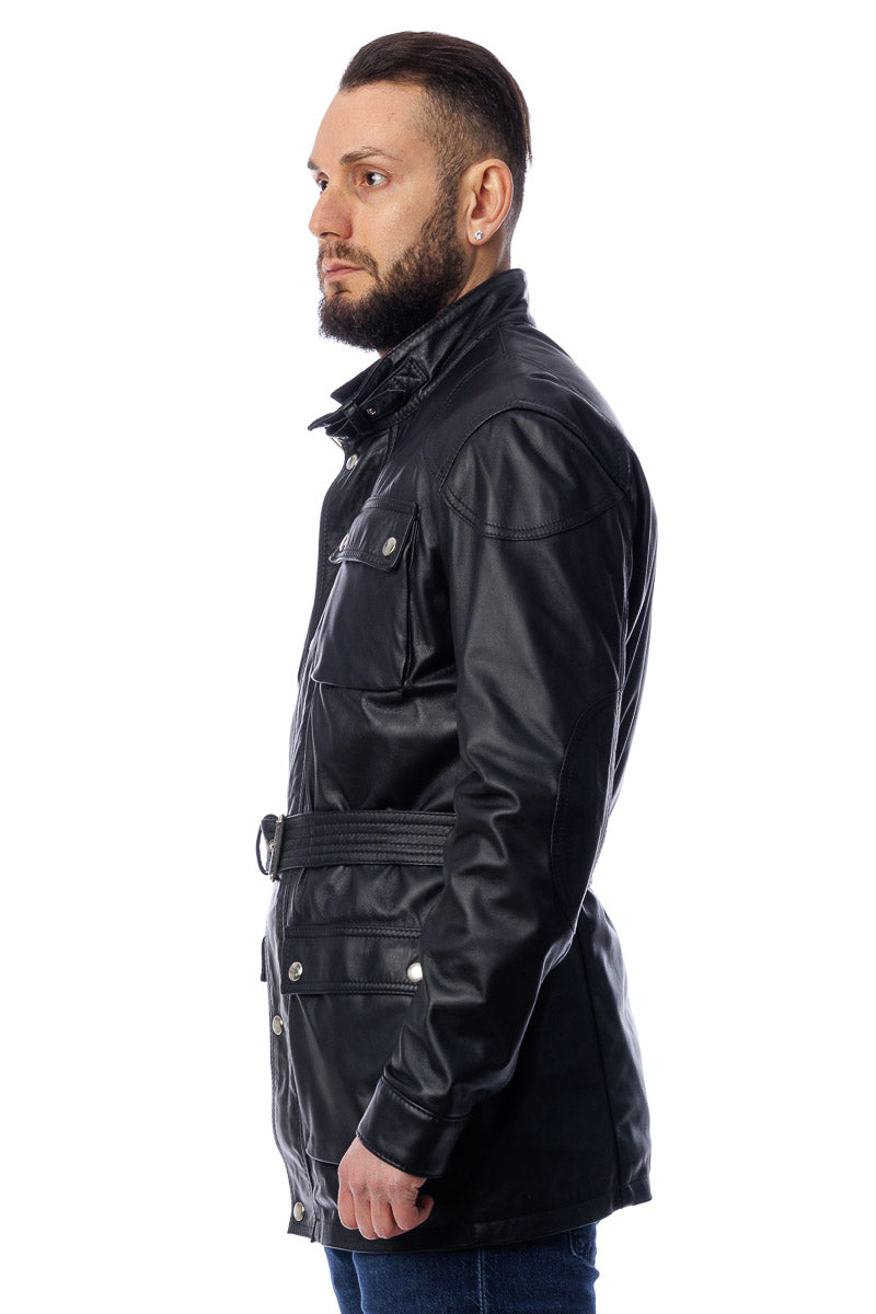 Giacca in vera pelle uomo BELL + con zip nero