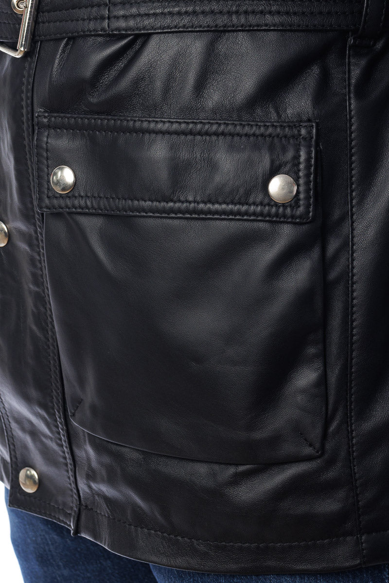 Giacca in vera pelle uomo BELL + con zip nero