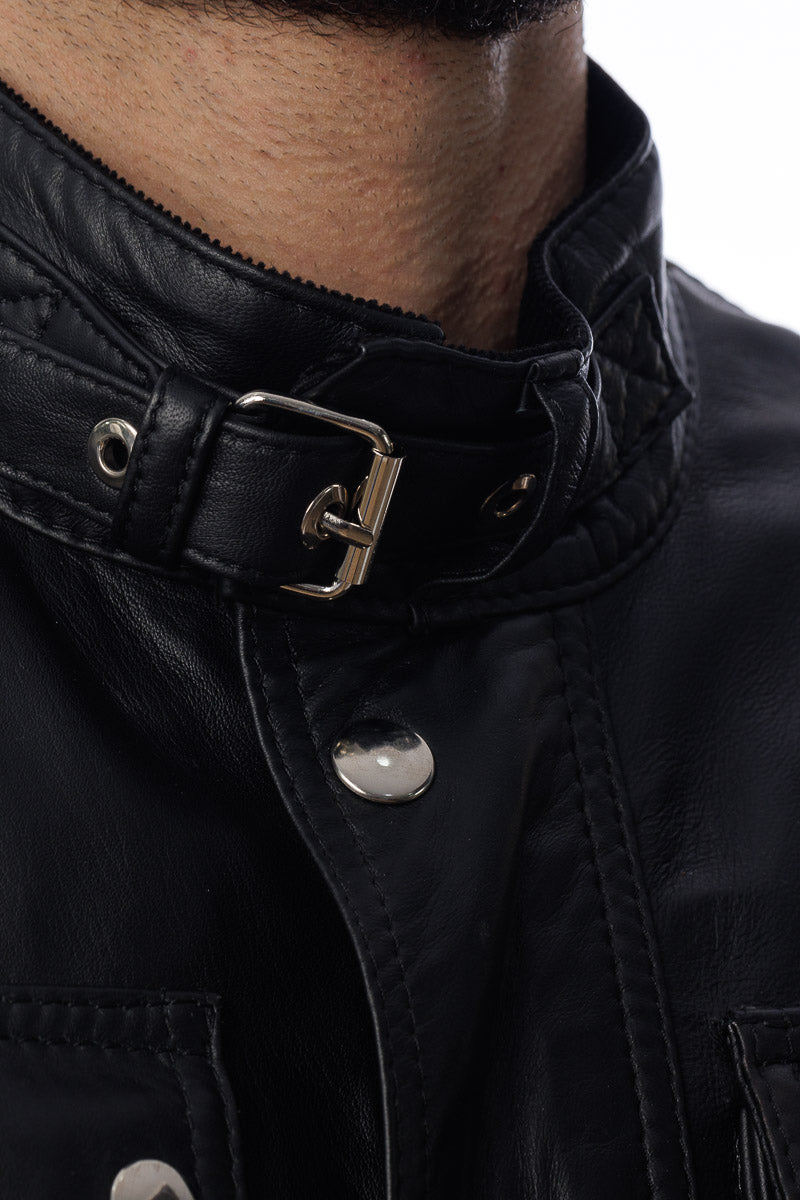 Giacca in vera pelle uomo BELL + con zip nero