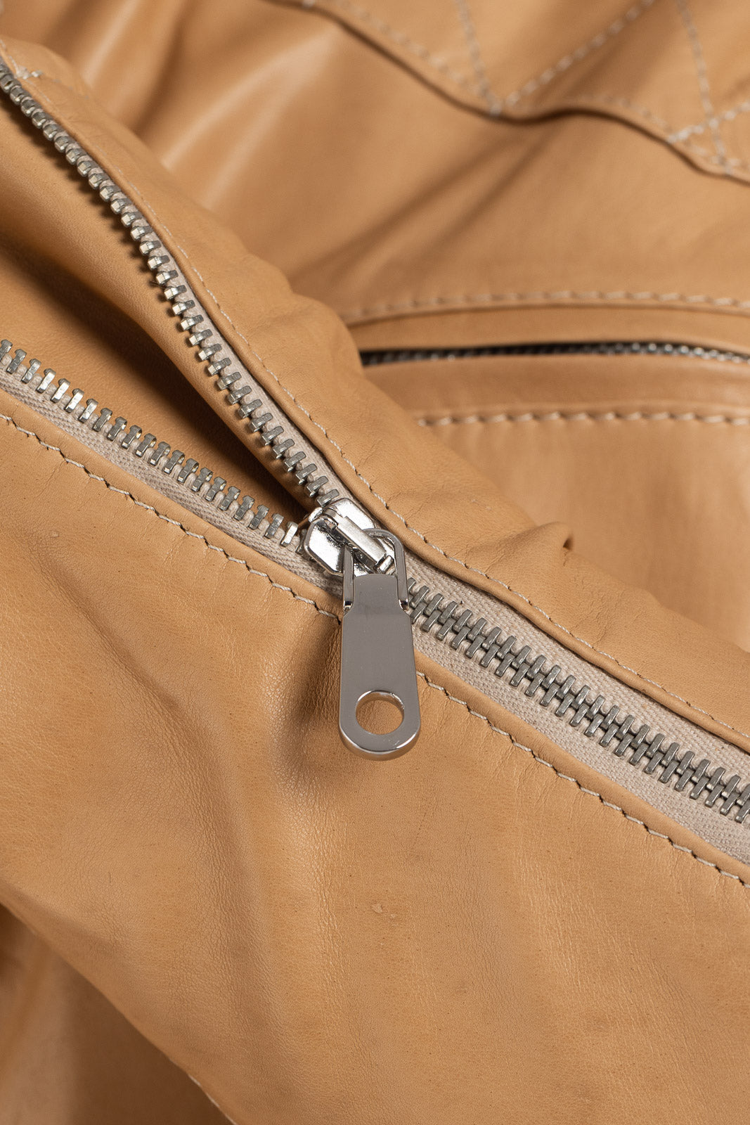 Giacca in vera pelle uomo con zip BEK sabbia