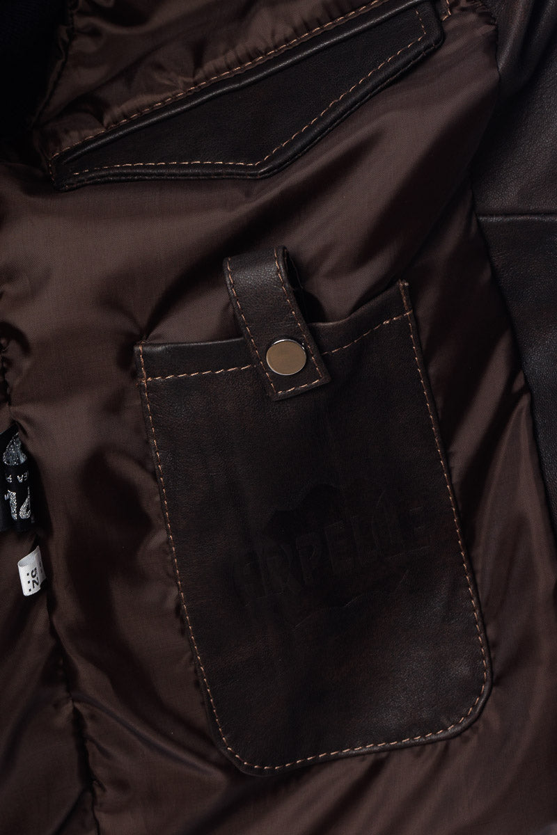 Giacca in vera pelle uomo con zip Piuma testa di moro
