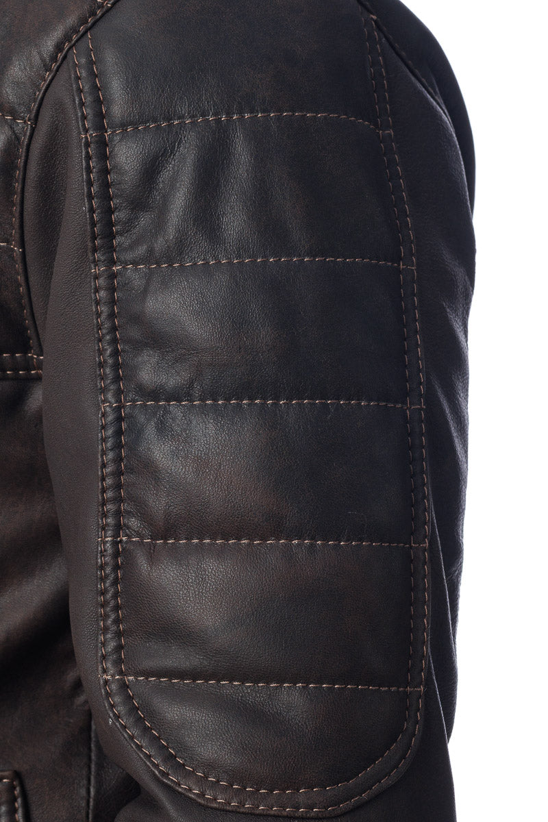 Giacca in vera pelle uomo con zip Piuma testa di moro