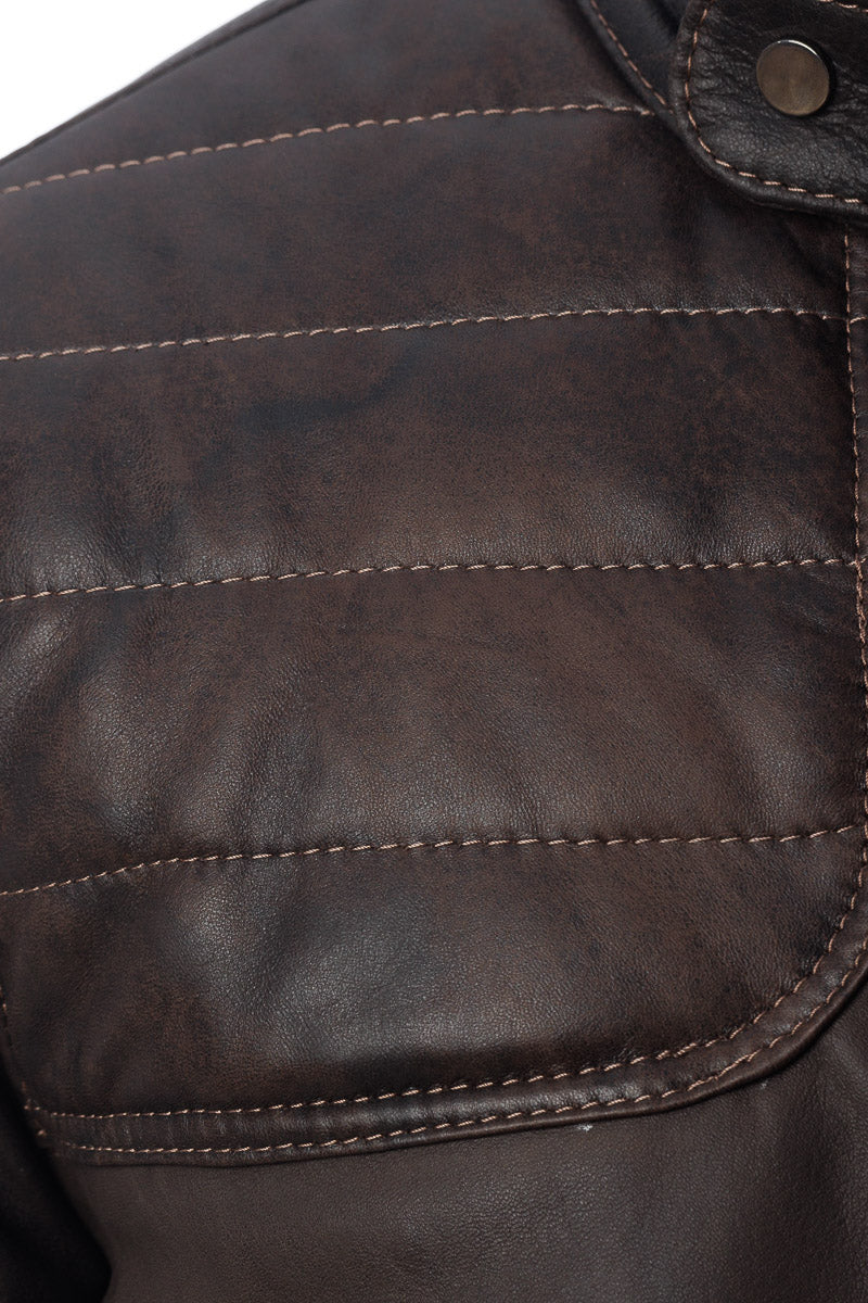 Giacca in vera pelle uomo con zip Piuma testa di moro