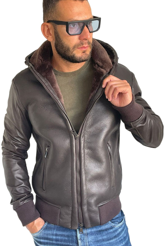 Bomber montone uomo con zip Polo Shearling