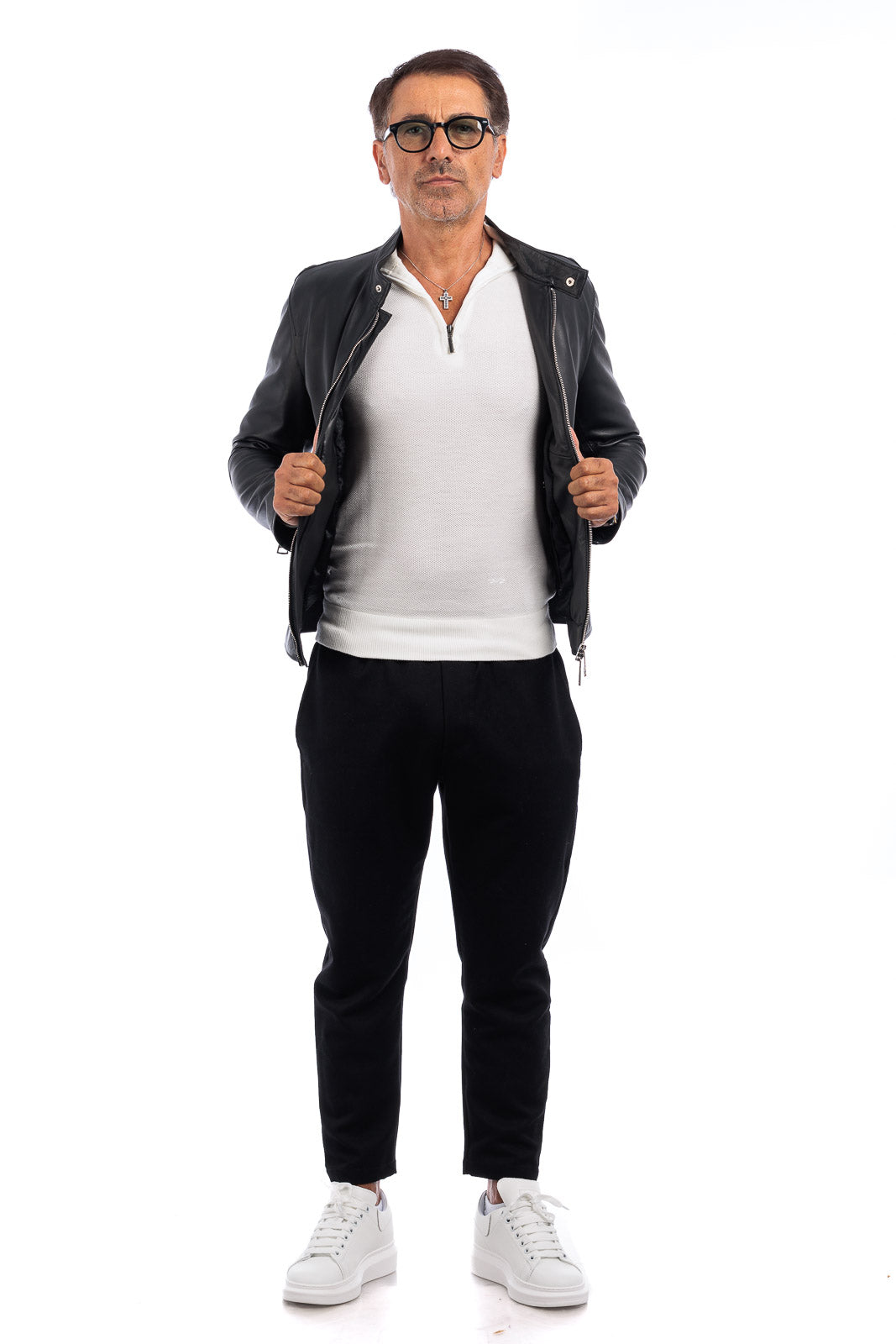 Giacca in vera pelle uomo con zip Reese