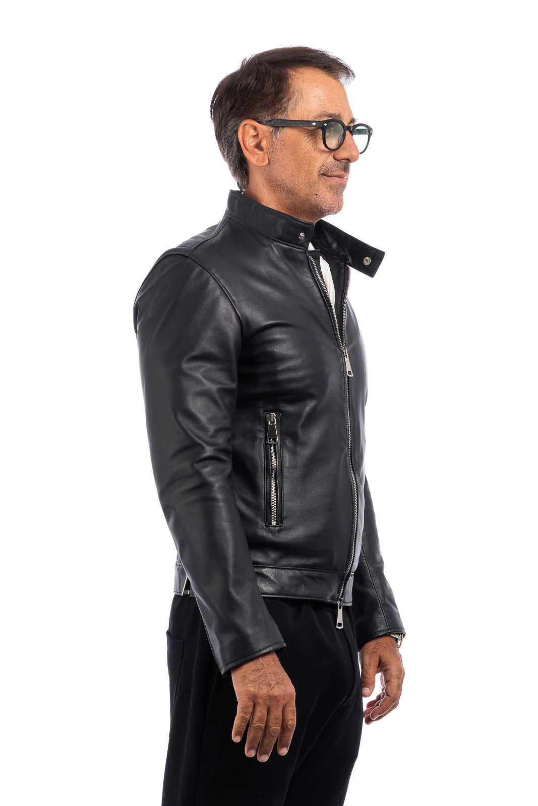 Giacca in vera pelle uomo con zip Reese