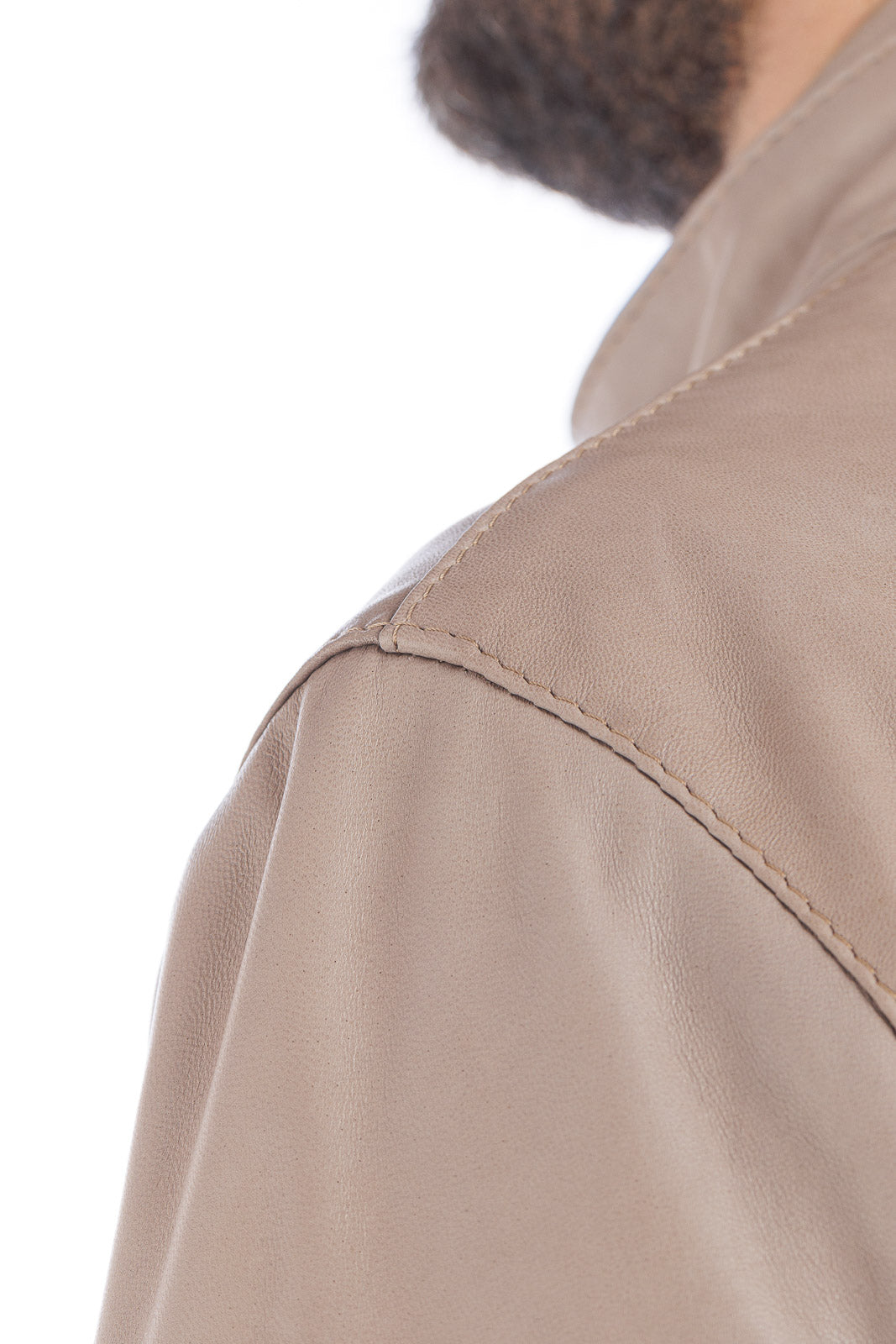 Giacca in vera pelle uomo con zip Reese sabbia