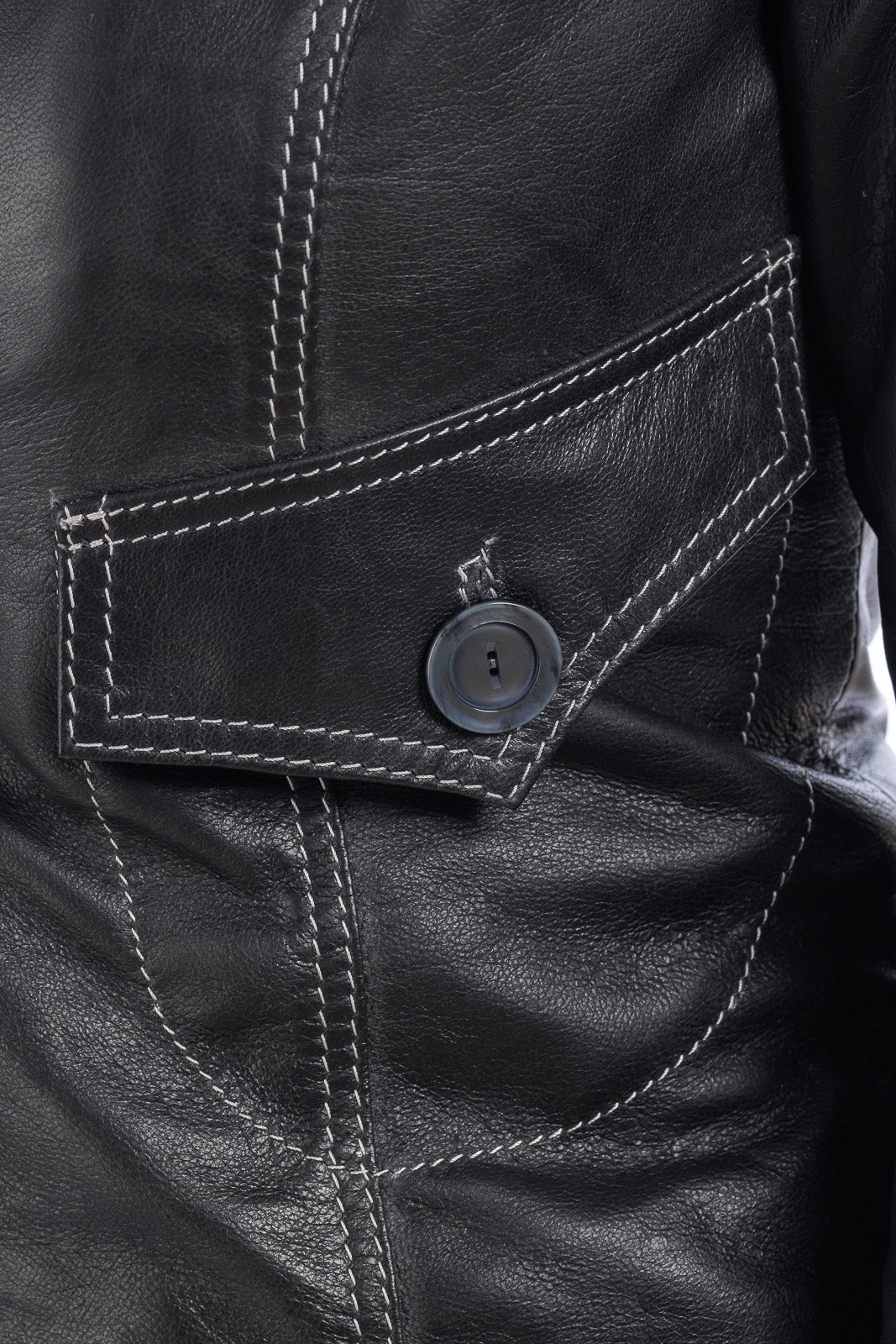 Giacca tre bottoni in pelle donna nero