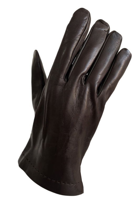 Guanto in vera pelle full touch da donna marrone