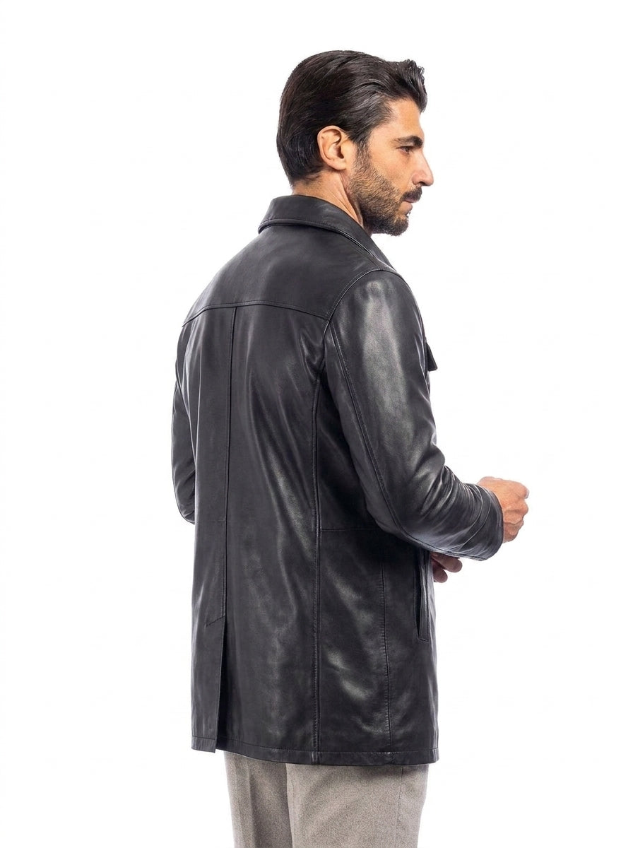 Giaccone in vera pelle FAY uomo nero