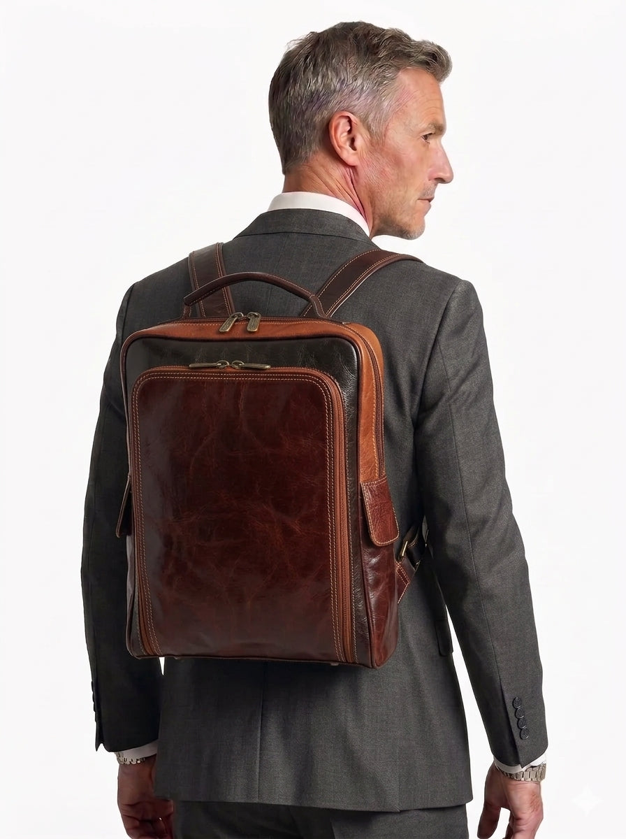 Zaino nero in pelle uomo brd light multicolor