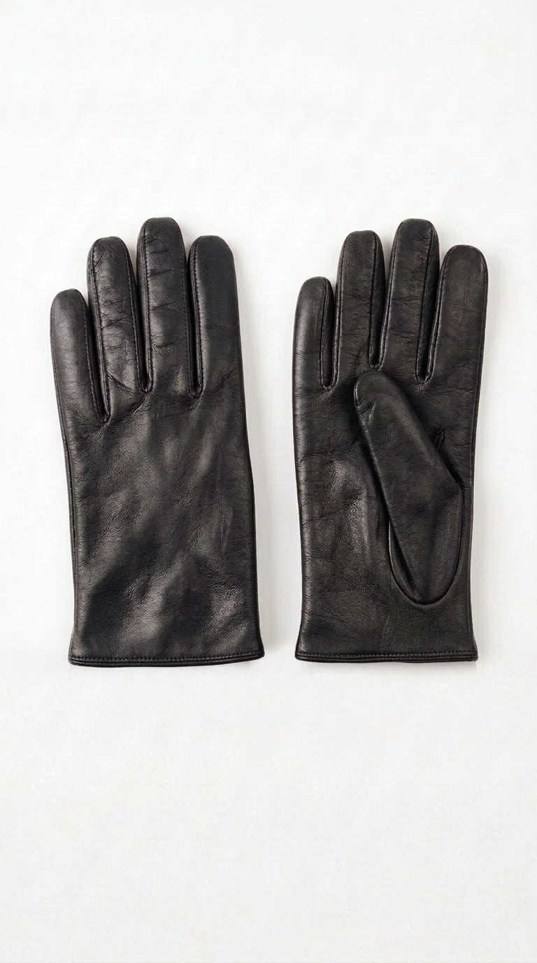 Guanto in vera pelle da donna nero foderato in lapin bianco