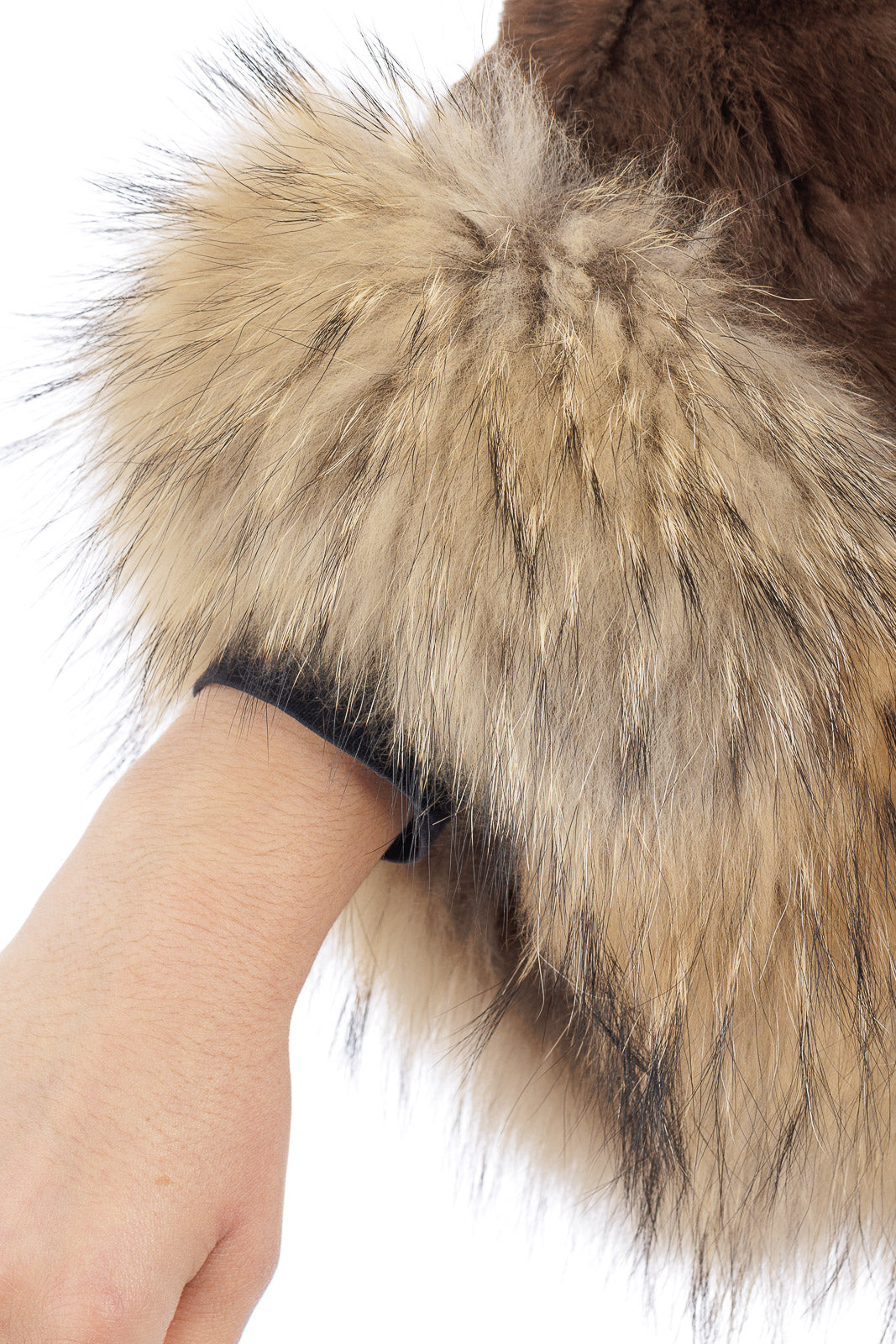 Mantella in Lapin marrone con cintura annodata in pelle