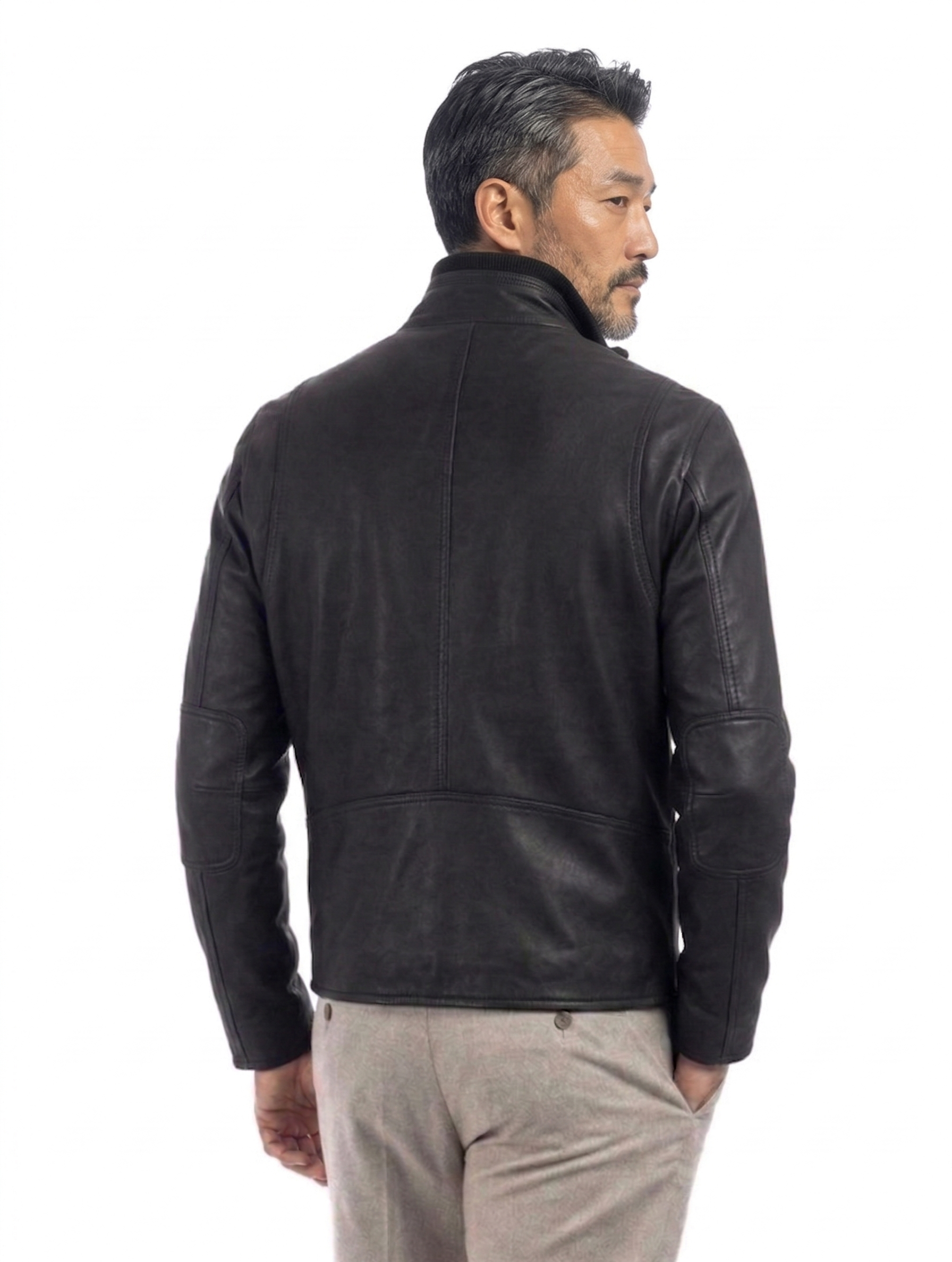Giacca biker in pelle uomo nero MISLE