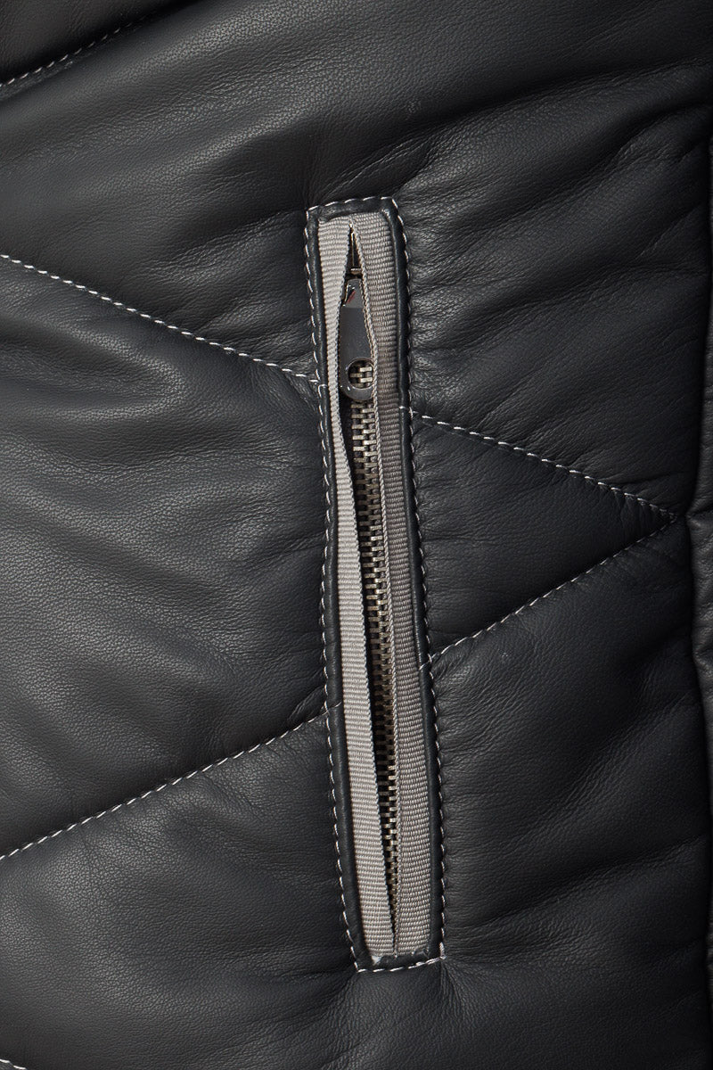 Piumino in vera pelle uomo con zip VISC bambino