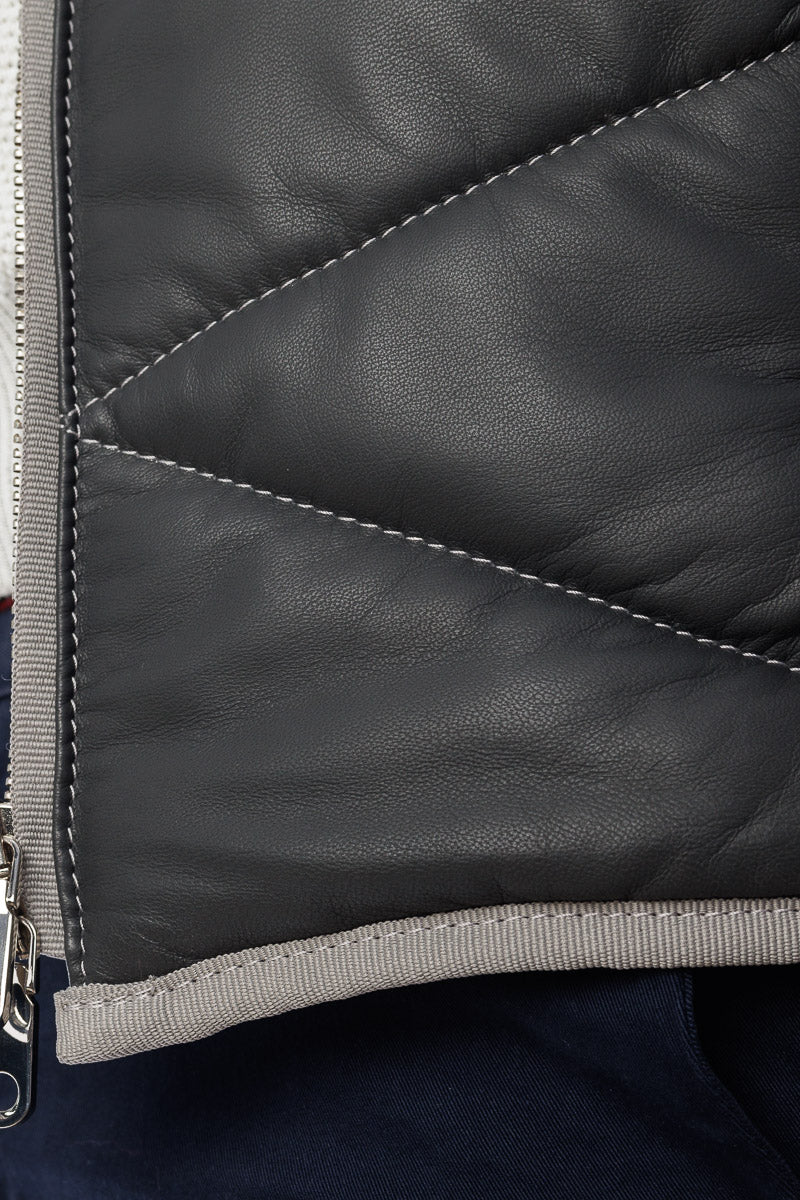 Piumino in vera pelle uomo con zip VISC bambino