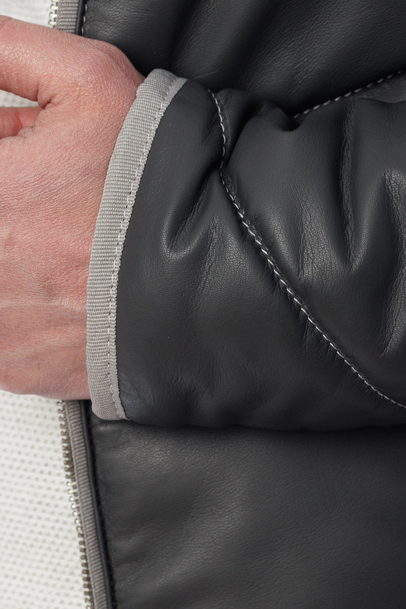 Piumino in vera pelle uomo con zip VISC